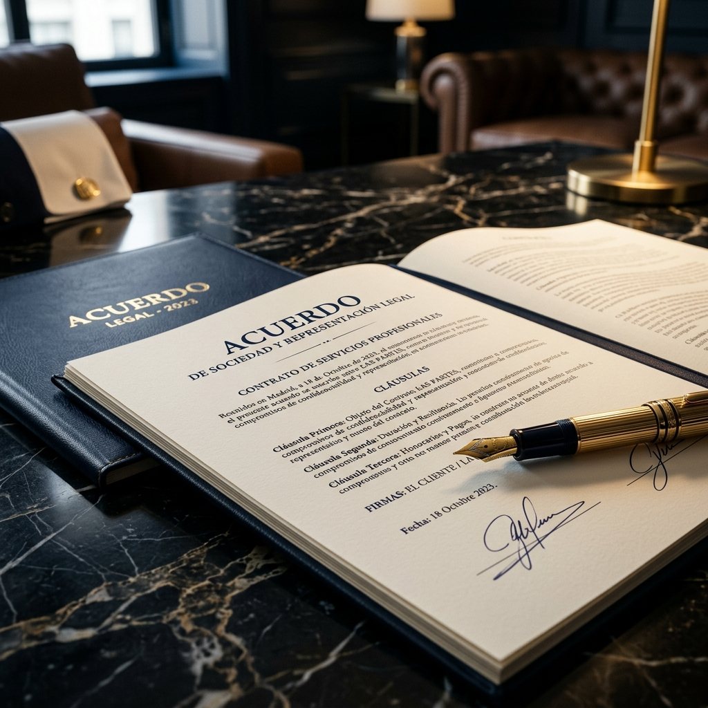 Contrato legal firmado sobre mesa